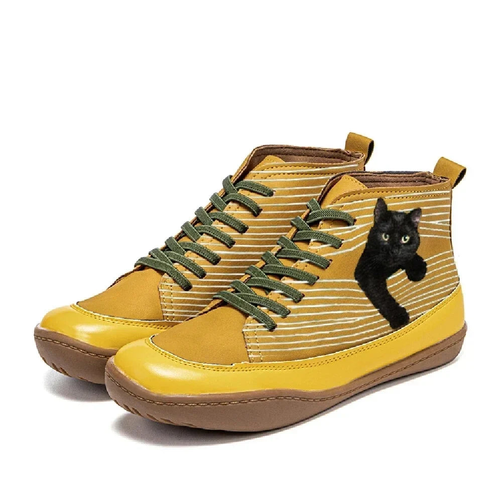 Botas Colette | Con Diseño de Gato, Botines Casuales para Otoño e Invierno