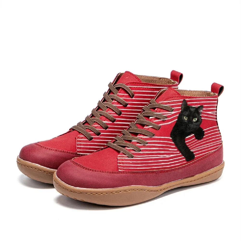 Botas Colette | Con Diseño de Gato, Botines Casuales para Otoño e Invierno