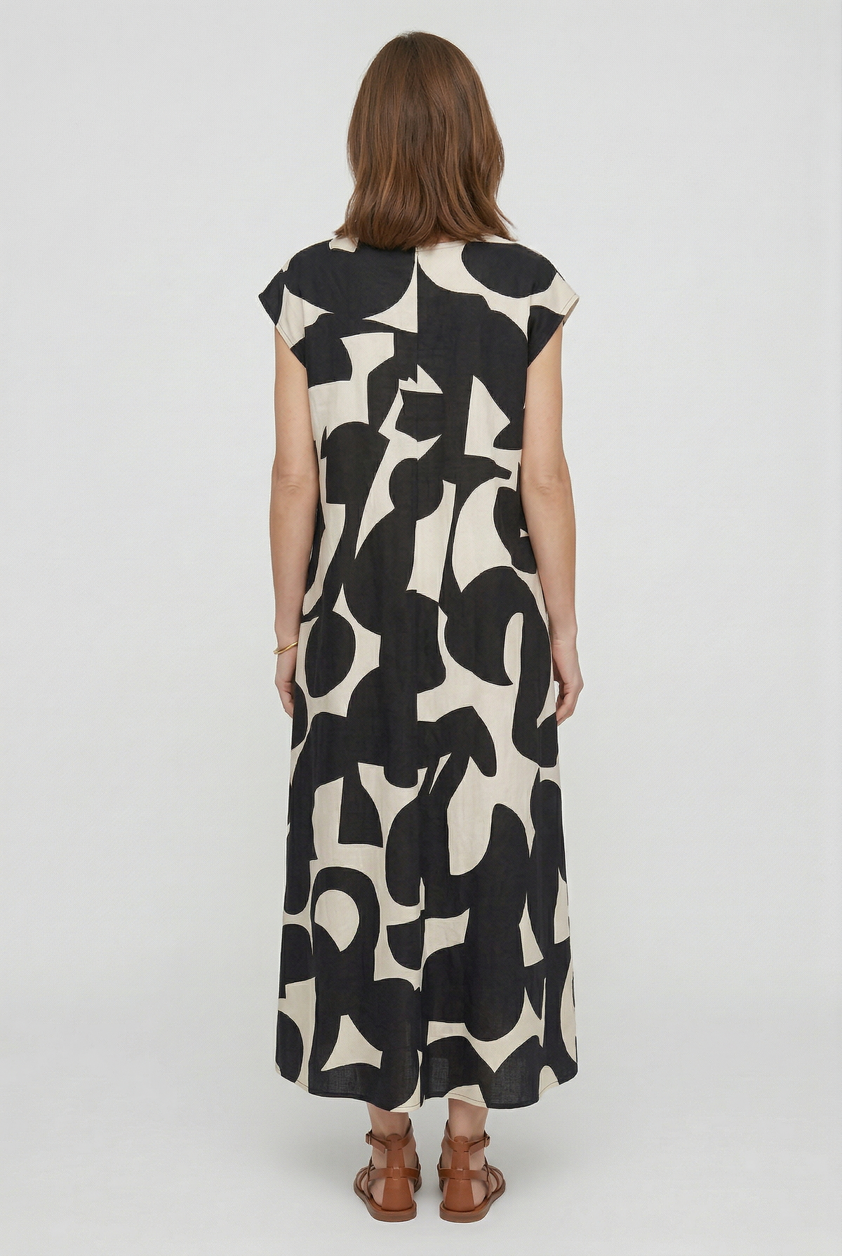 MAISON CHÉRIE | Vestido largo para mujer con estampado abstracto y escote en V
