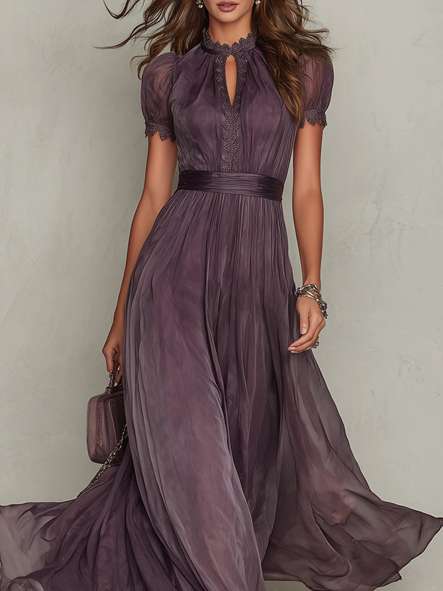 MAISON CHÉRIE | Vestido Largo de Gasa Mujer – Corte Elegante con Encaje