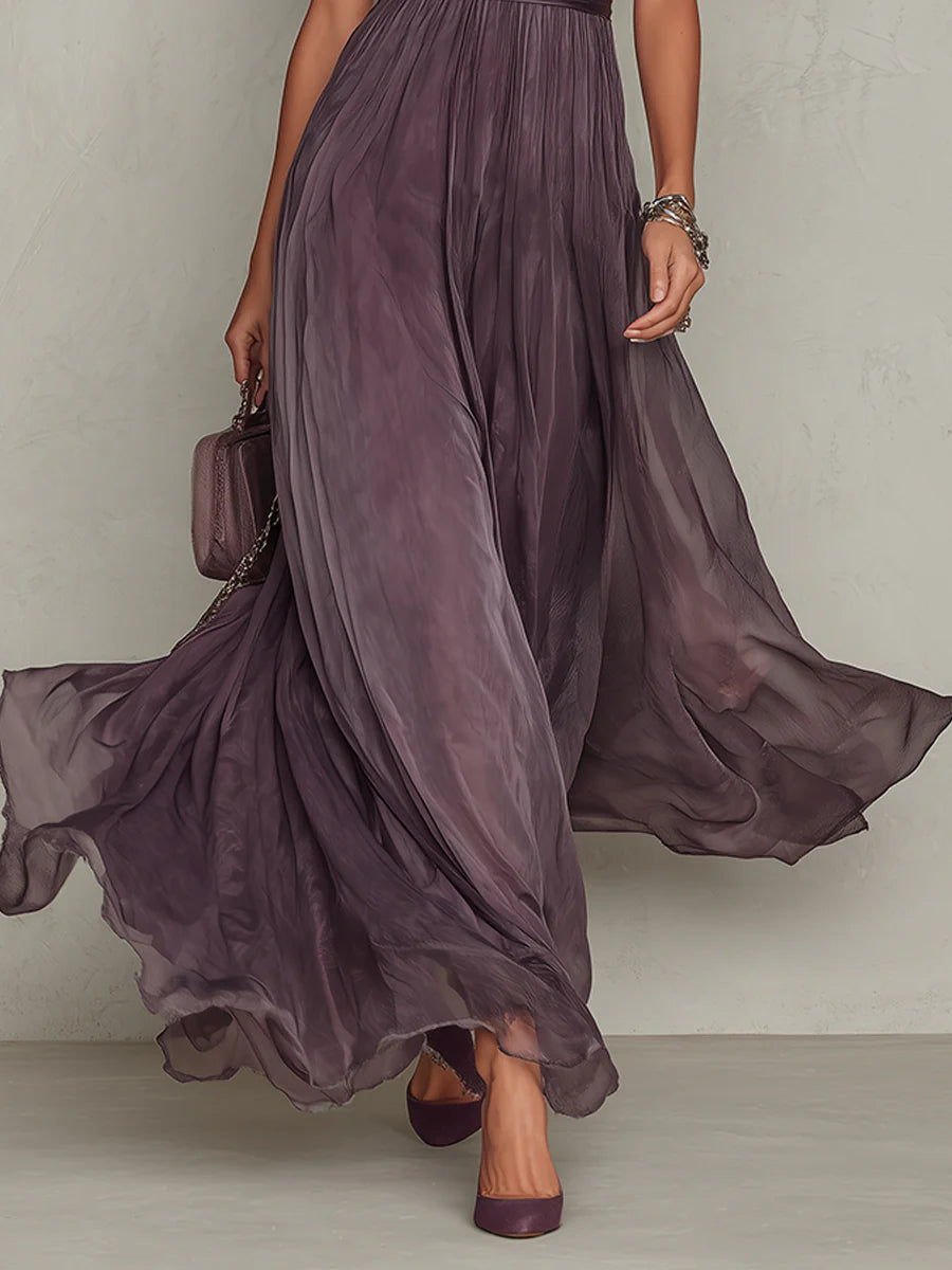 MAISON CHÉRIE | Vestido Largo de Gasa Mujer – Corte Elegante con Encaje