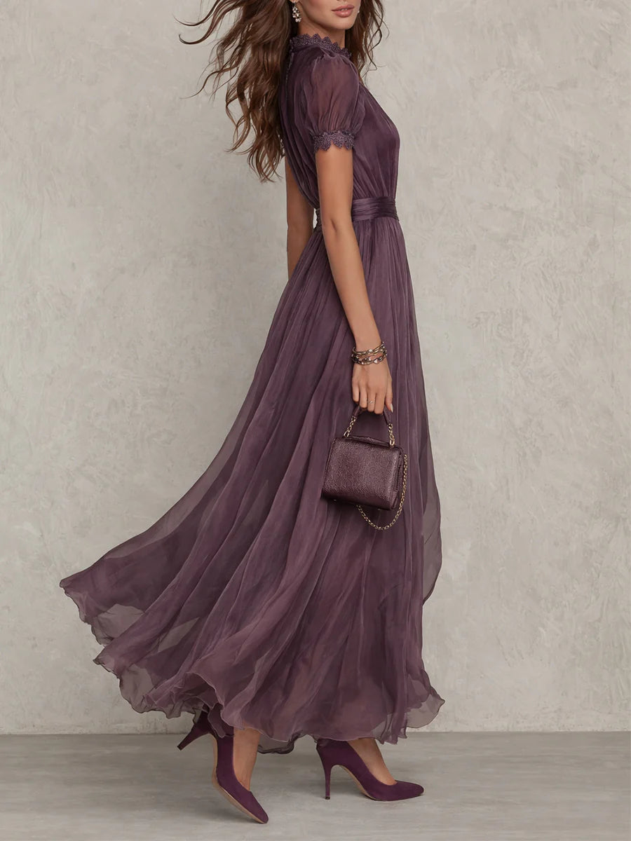 MAISON CHÉRIE | Vestido Largo de Gasa Mujer – Corte Elegante con Encaje