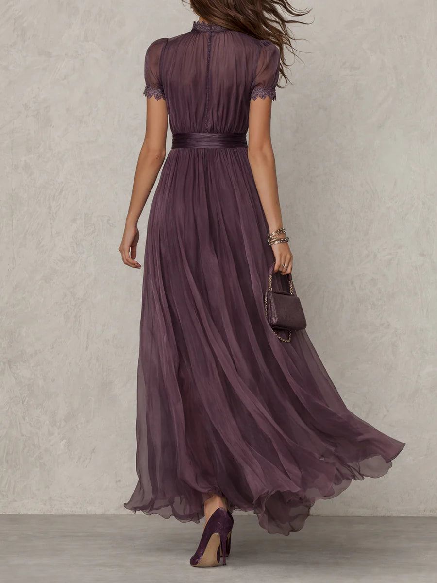 MAISON CHÉRIE | Vestido Largo de Gasa Mujer – Corte Elegante con Encaje