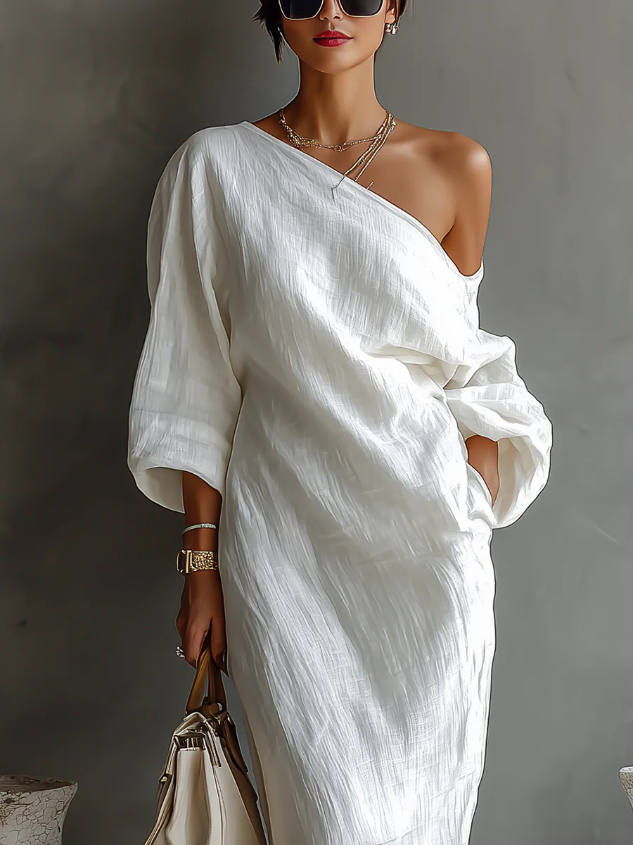 MAISON CHÉRIE | Vestido maxi mujer asimétrico de un hombro