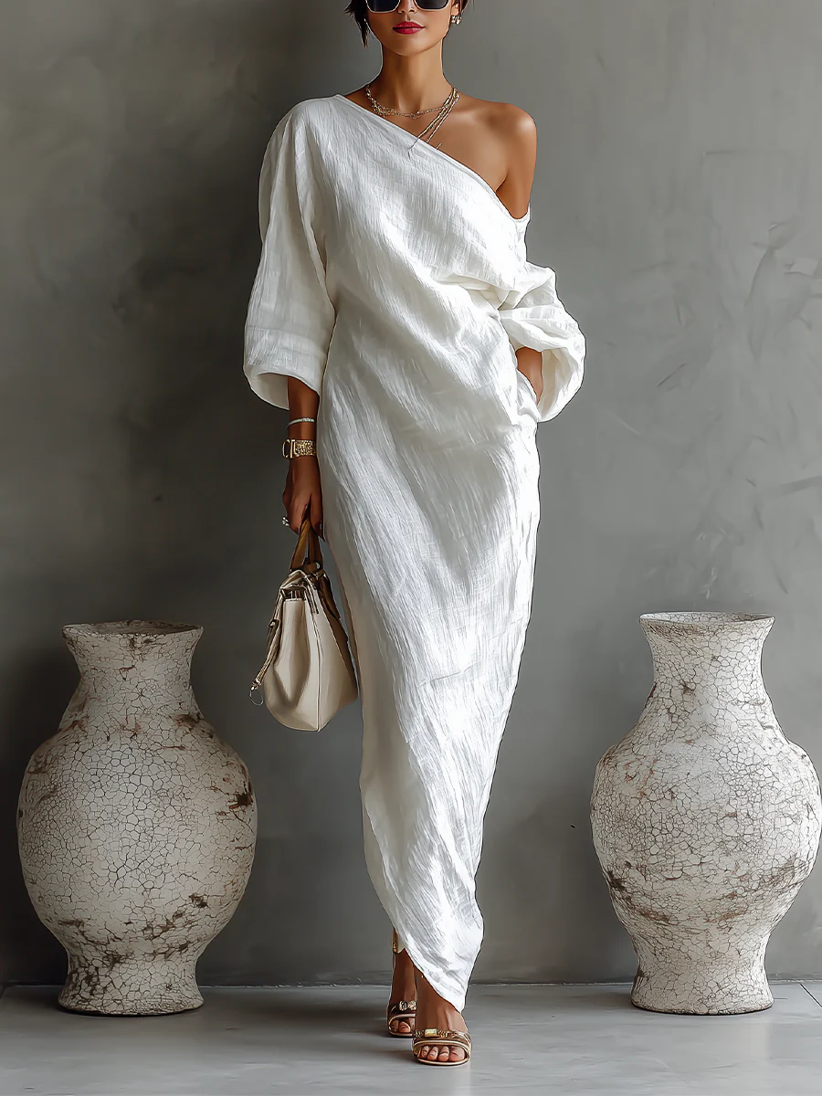 MAISON CHÉRIE | Vestido maxi mujer asimétrico de un hombro