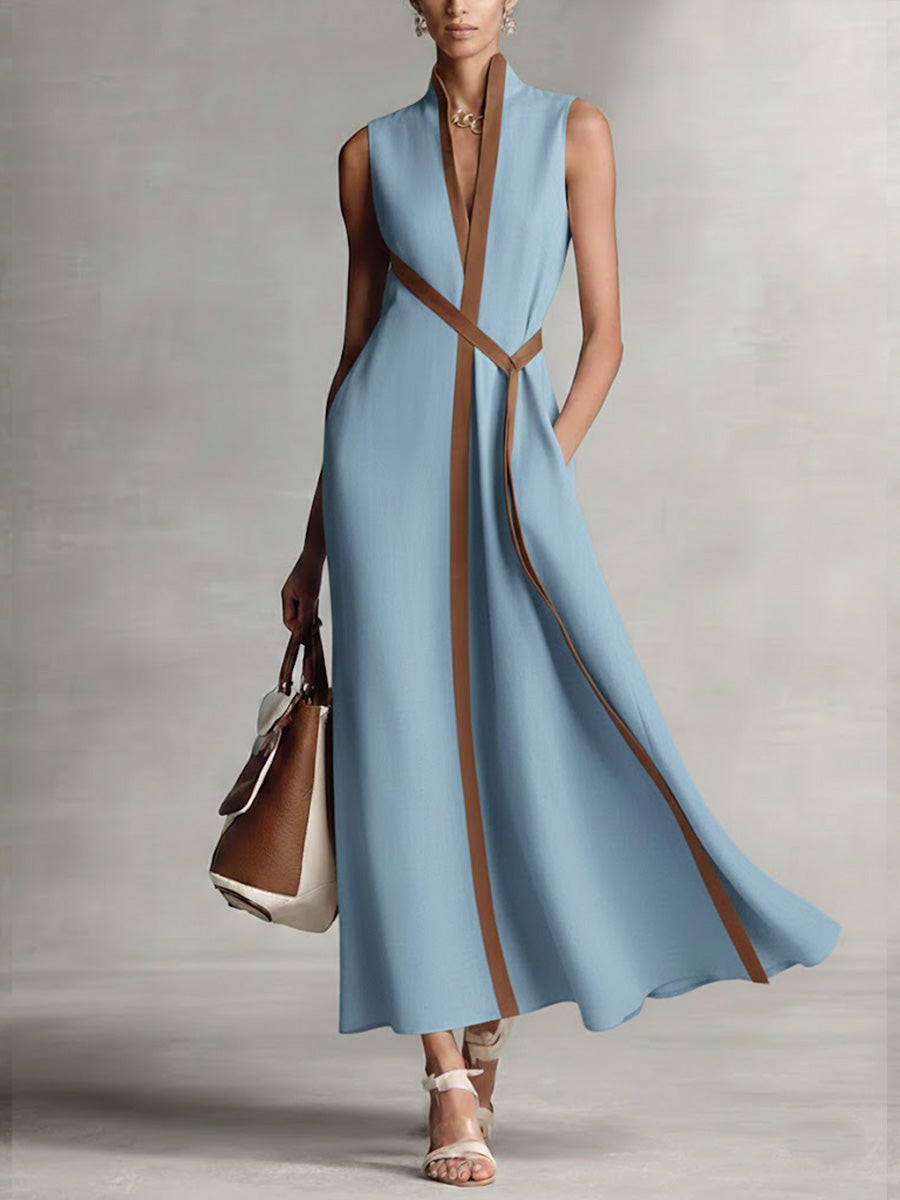 Vestido Claire | Largo de Lino sin Mangas, Fluido para Verano