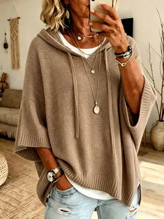 MAISON CHÉRIE | Sudadera oversize con capucha para mujer de punto suave casual