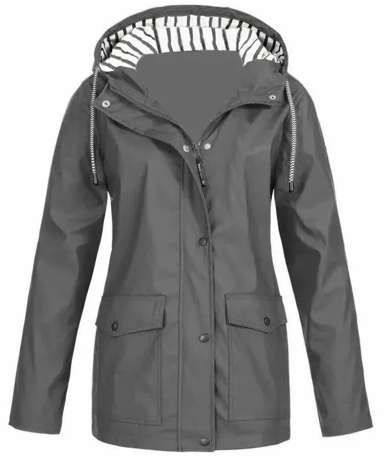 MAISON CHÉRIE | Chaqueta impermeable de mujer con capucha y bolsillos frontales