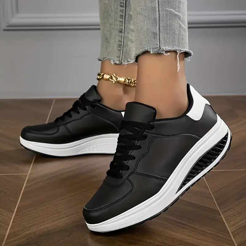 MAISON CHÉRIE | Zapatillas mujer plataforma cuero sintético cordones suela gruesa casual diario