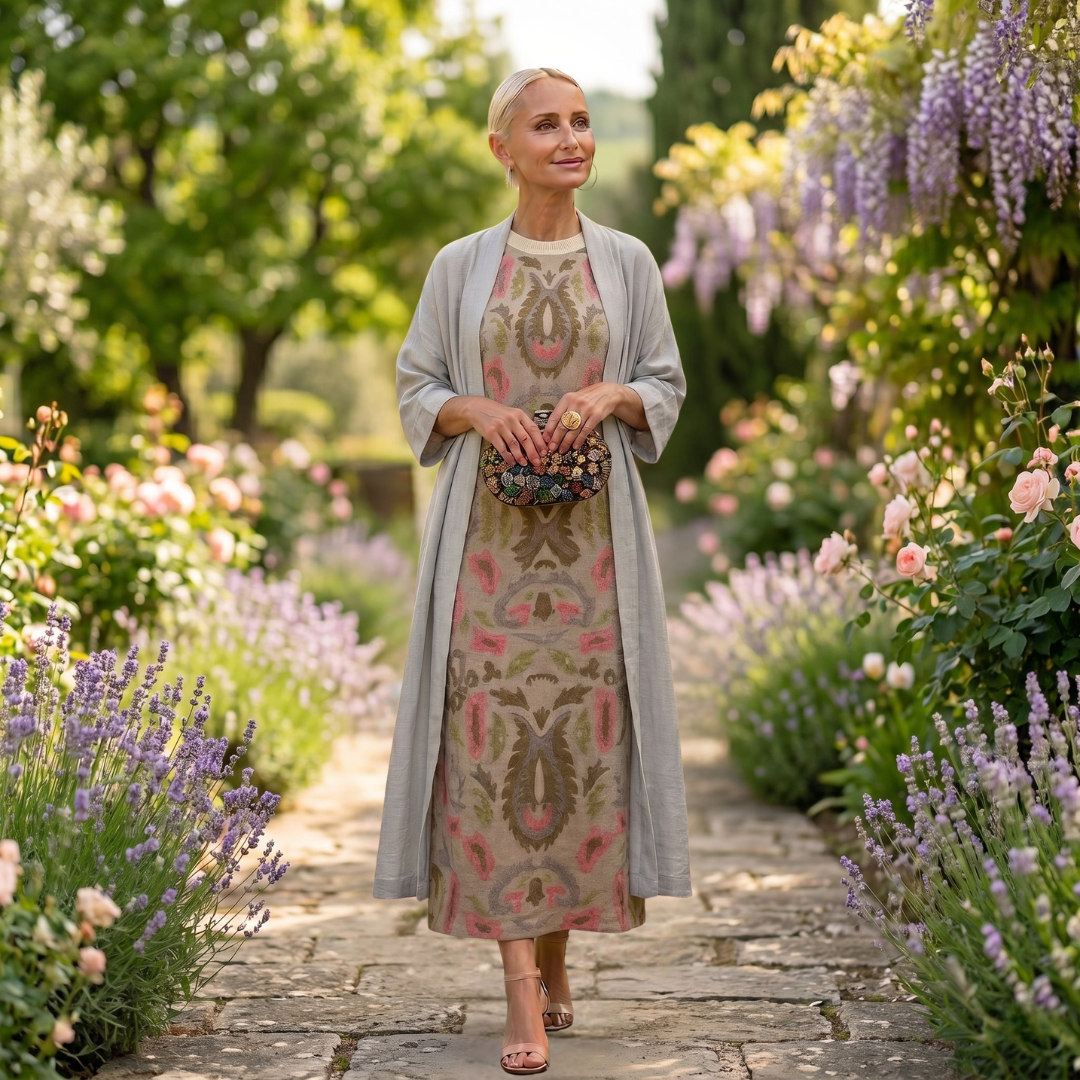 MAISON CHÉRIE | Conjunto de vestido largo para mujer con chaleco abierto a juego