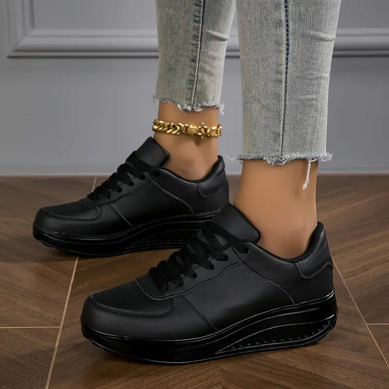 MAISON CHÉRIE | Zapatillas mujer plataforma cuero sintético cordones suela gruesa casual diario