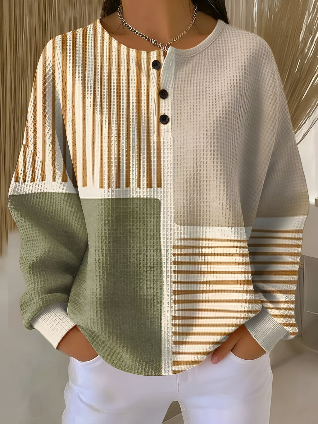 MAISON CHÉRIE | Suéter Mujer Tejido Grueso Con Botones – Estilo Cálido y Casual