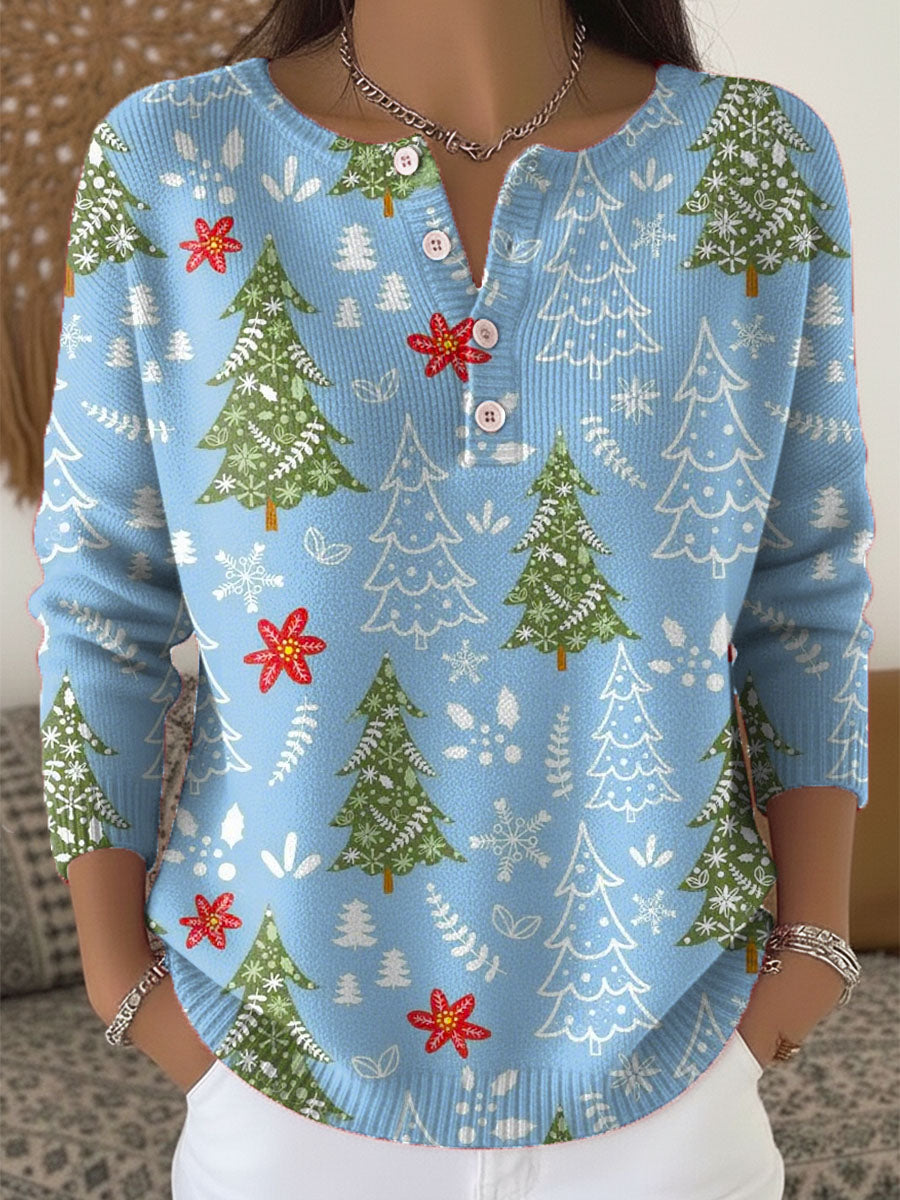 MAISON CHÉRIE | Suéter Mujer Navideño Con Botones Y Estampado Festivo – Jersey Invierno