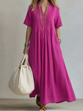 MAISON CHÉRIE | Vestido maxi mujer fluido con pliegues y escote en V