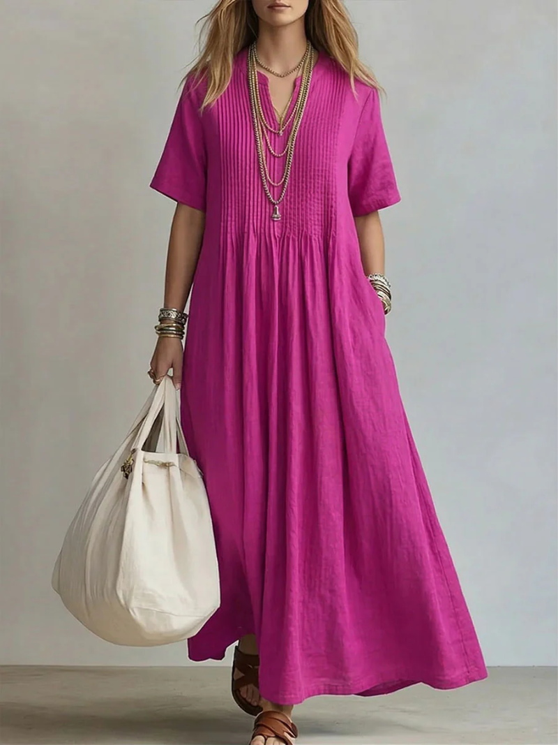MAISON CHÉRIE | Vestido Maxi de Algodón para Mujer – Corte Fluido con Escote en V