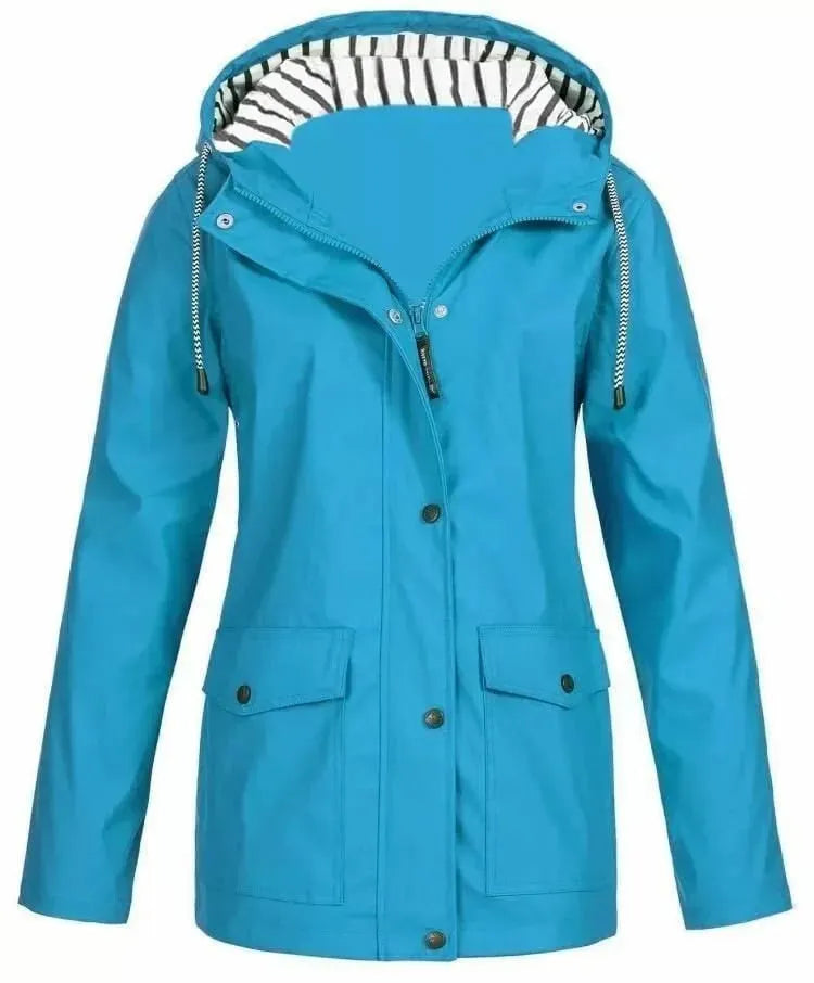 MAISON CHÉRIE | Chaqueta impermeable de mujer con capucha y bolsillos frontales