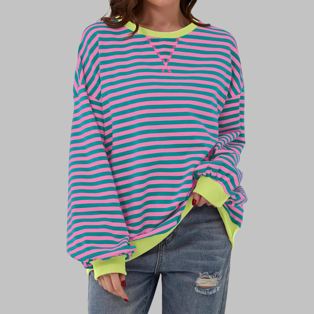 MAISON CHÉRIE | Suéter Oversized de Rayas – Estilo Casual Cómodo para Invierno