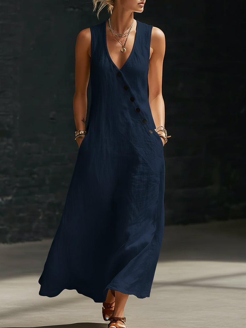 Vestido Aurore | Maxi Minimalista con Botones, Fluido