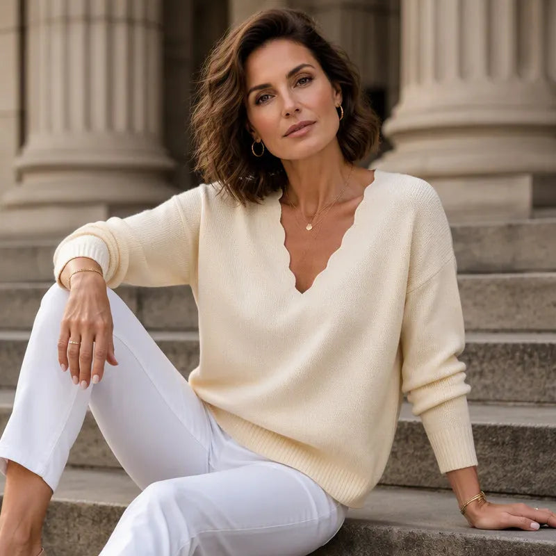 MAISON CHÉRIE | Suéter de punto mujer con cuello en V