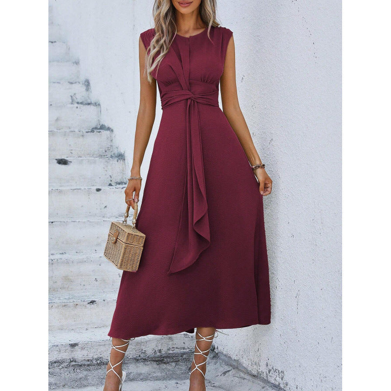 MAISON CHÉRIE | Vestido largo para mujer con cintura drapeada y diseño sin mangas