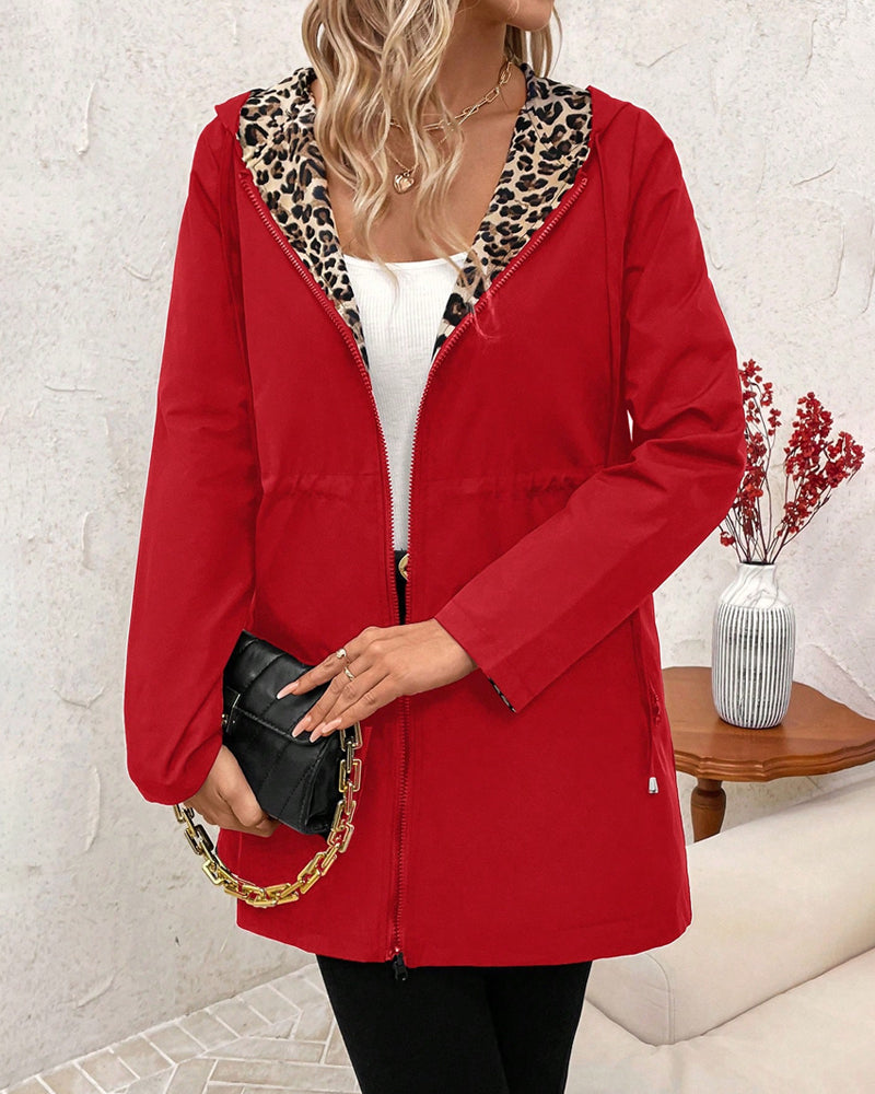 MAISON CHÉRIE | Abrigo reversible mujer con capucha – abrigo mujer estampado leopardo
