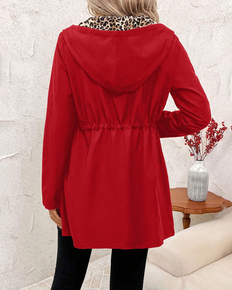MAISON CHÉRIE | Abrigo reversible mujer con capucha – abrigo mujer estampado leopardo