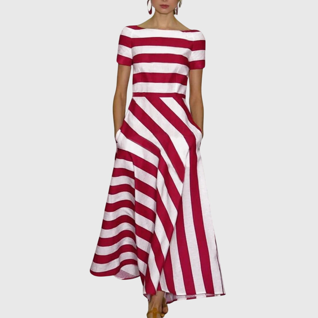 MAISON CHÉRIE | Vestido Maxi Mujer Rayas Elegantes – Diseño Fluido y Sofisticado