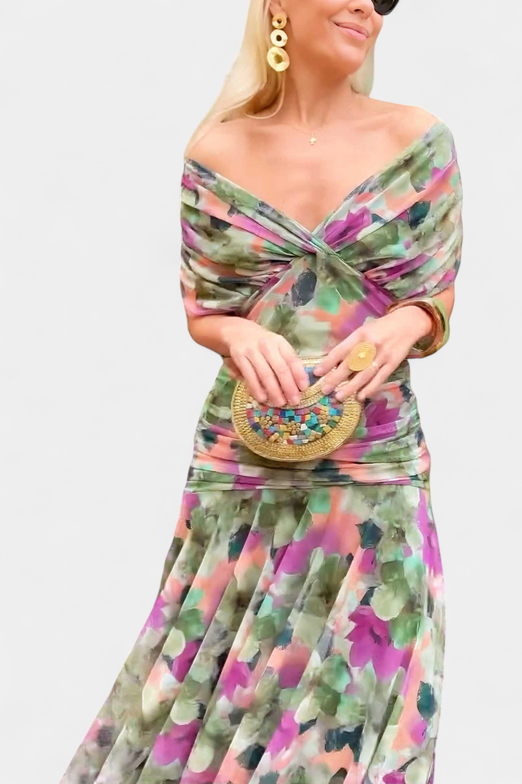 MAISON CHÉRIE | Vestido Largo Mujer Elegante Fluido – Escote V y Diseño Sofisticado