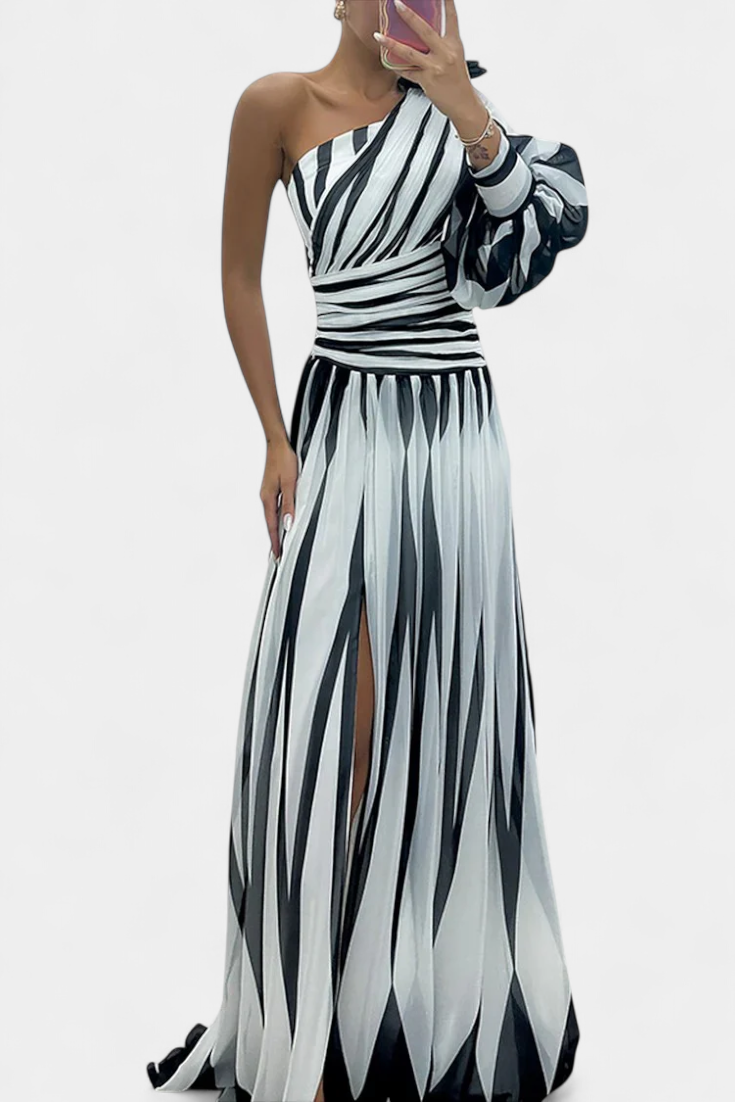 MAISON CHÉRIE | Vestido Maxi Mujer Asimétrico Elegante – Diseño Fluido y Moderno