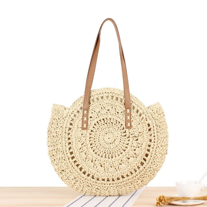 MAISON CHÉRIE | Bolso Redondo de Rafia Tejida Estilo Bohemio