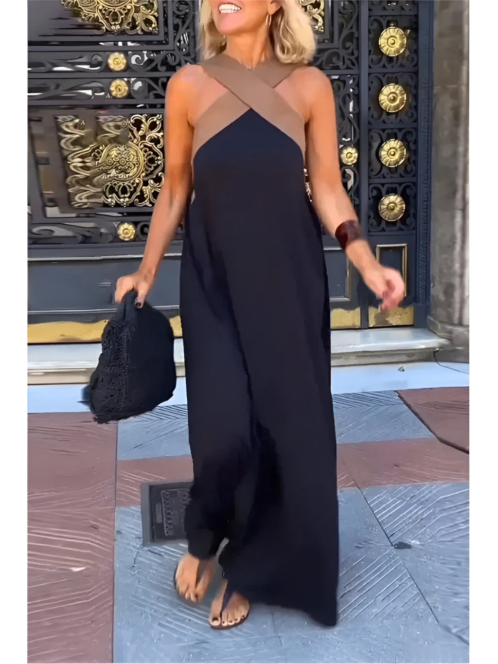 MAISON CHÉRIE | Vestido largo para mujer con escote cruzado y diseño fluido