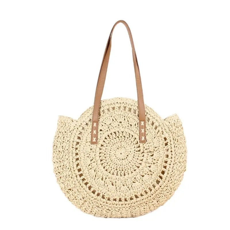 MAISON CHÉRIE | Bolso Redondo de Rafia Tejida Estilo Bohemio