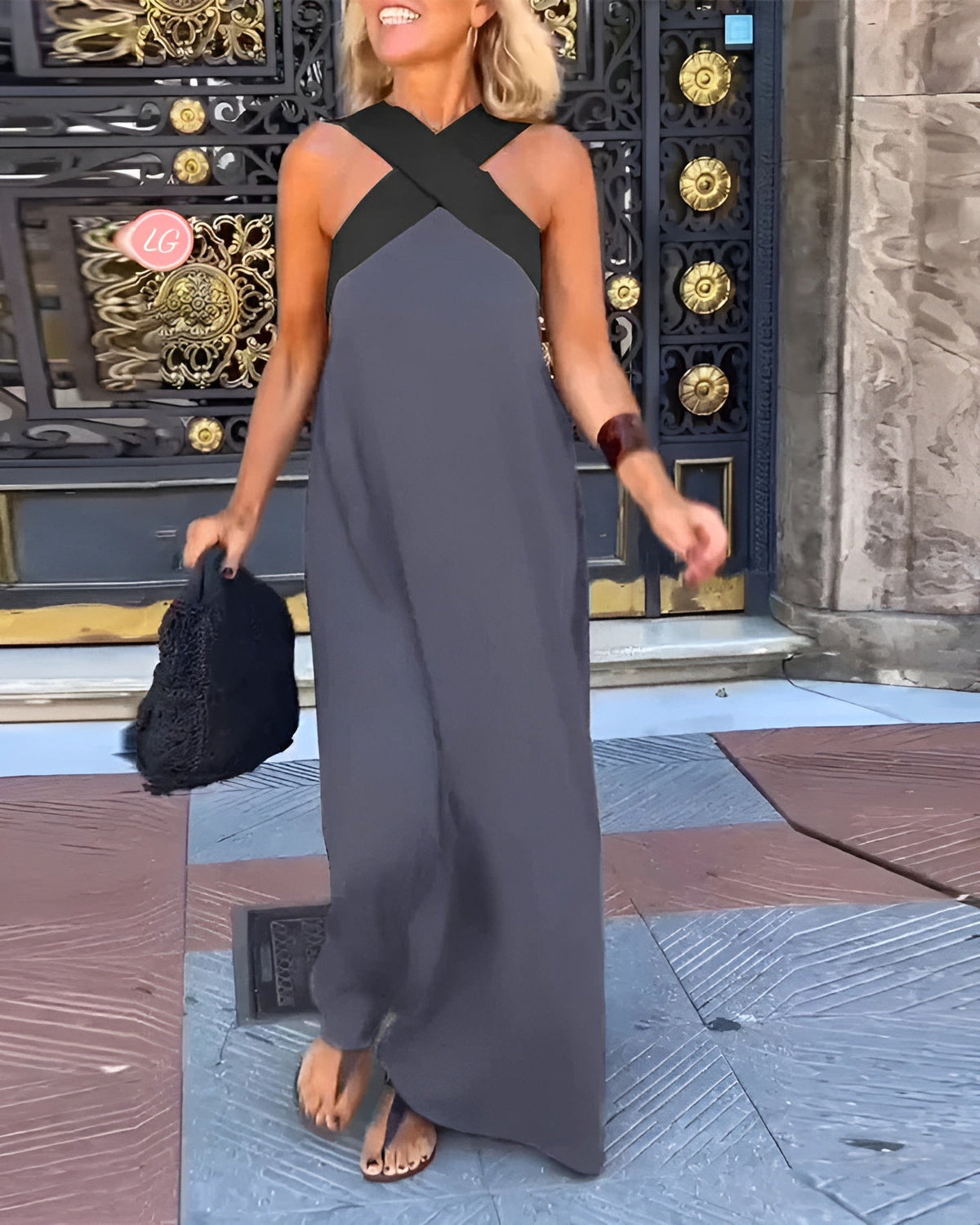 MAISON CHÉRIE | Vestido largo para mujer con escote cruzado y diseño fluido