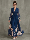 MAISON CHÉRIE | Vestido maxi de mujer con mangas transparentes y estampado floral