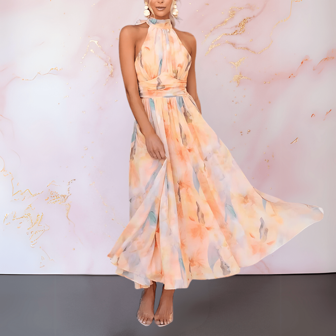 MAISON CHÉRIE | Vestido Largo Mujer Elegante Fluido – Espalda Abierta y Diseño Sofisticado