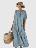 MAISON CHÉRIE | Vestido Maxi Mujer Con Lazo – Diseño Elegante Fluido y Sofisticado
