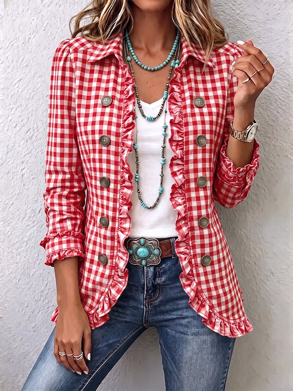 Chaqueta Julia | De Cuadros Vichy con Volantes y Botones
