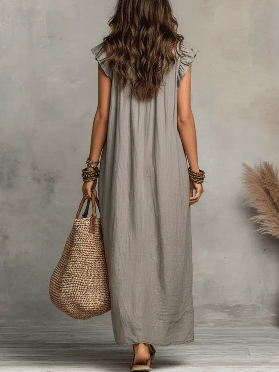 MAISON CHÉRIE | Vestido Largo Mujer Lino Algodón Bohemio – Estilo Natural y Elegante