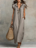 MAISON CHÉRIE | Vestido Largo Mujer Lino Algodón Bohemio – Estilo Natural y Elegante