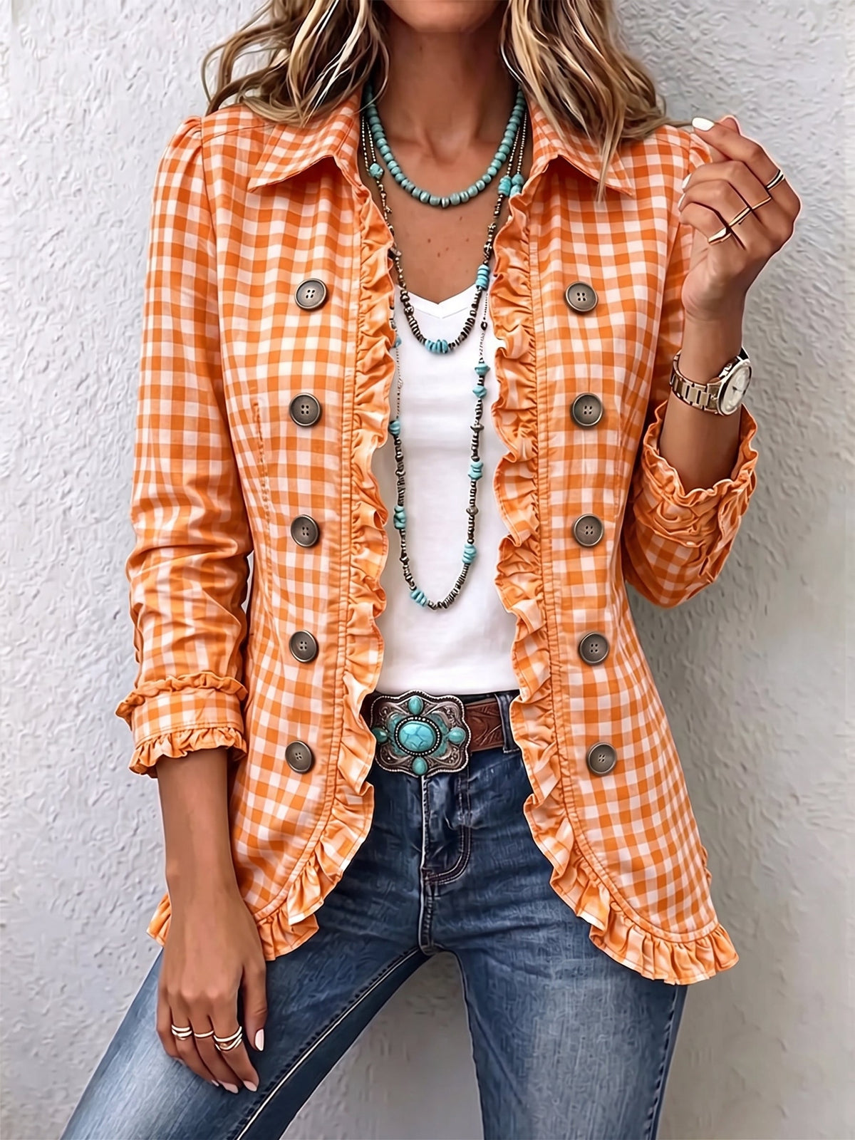 Chaqueta Julia | De Cuadros Vichy con Volantes y Botones
