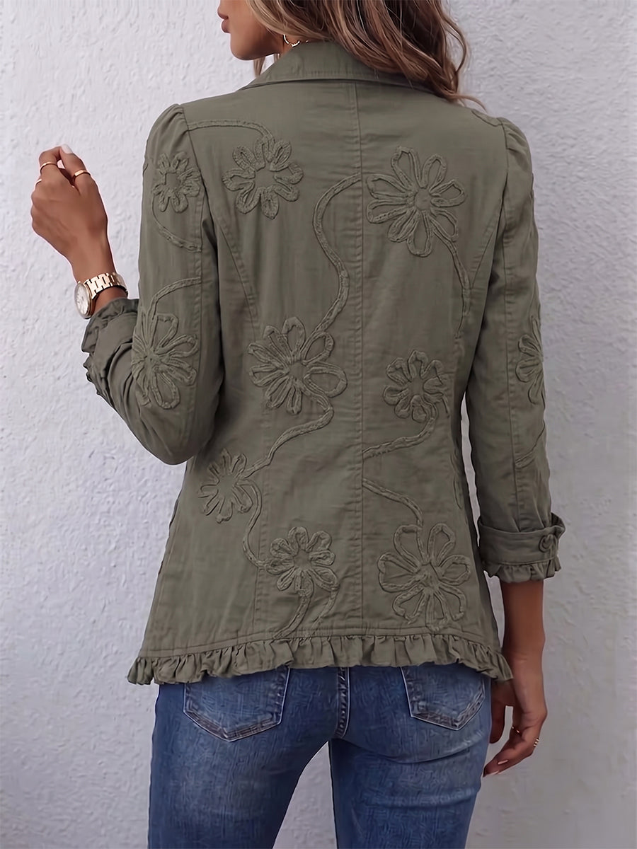 MAISON CHÉRIE | Chaqueta bordada mujer con volantes y botones decorativos