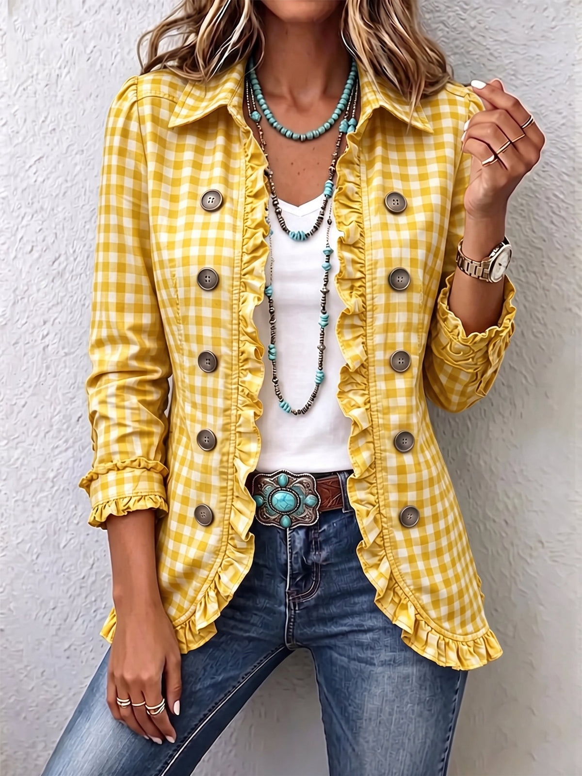 Chaqueta Julia | De Cuadros Vichy con Volantes y Botones