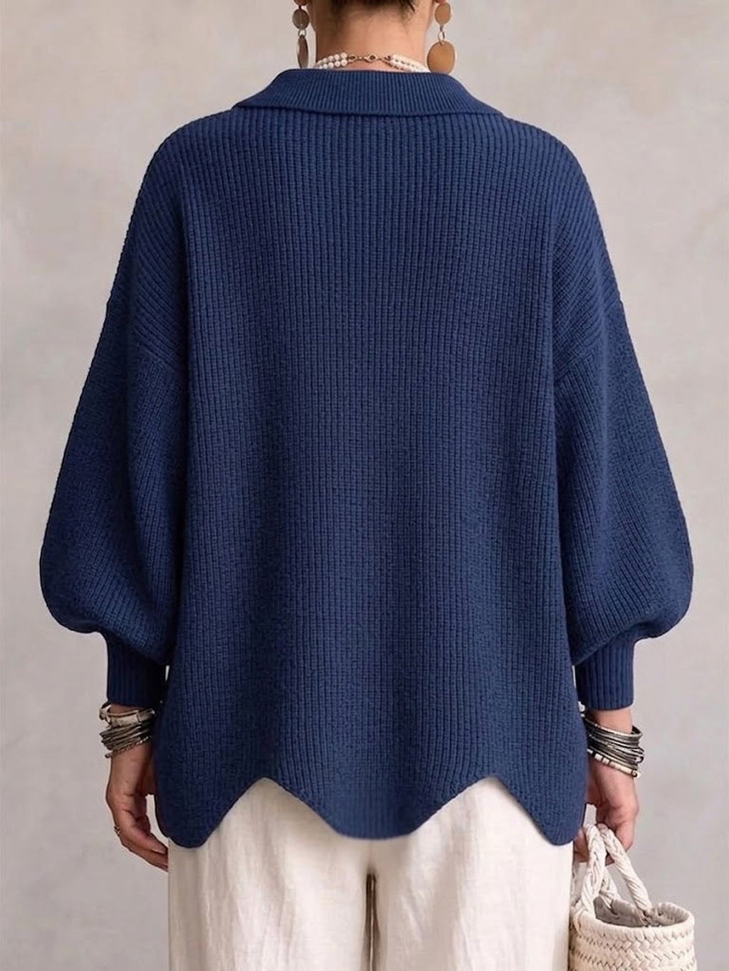 MAISON CHÉRIE | Cárdigan Oversize con Cuello y Botones Metálicos