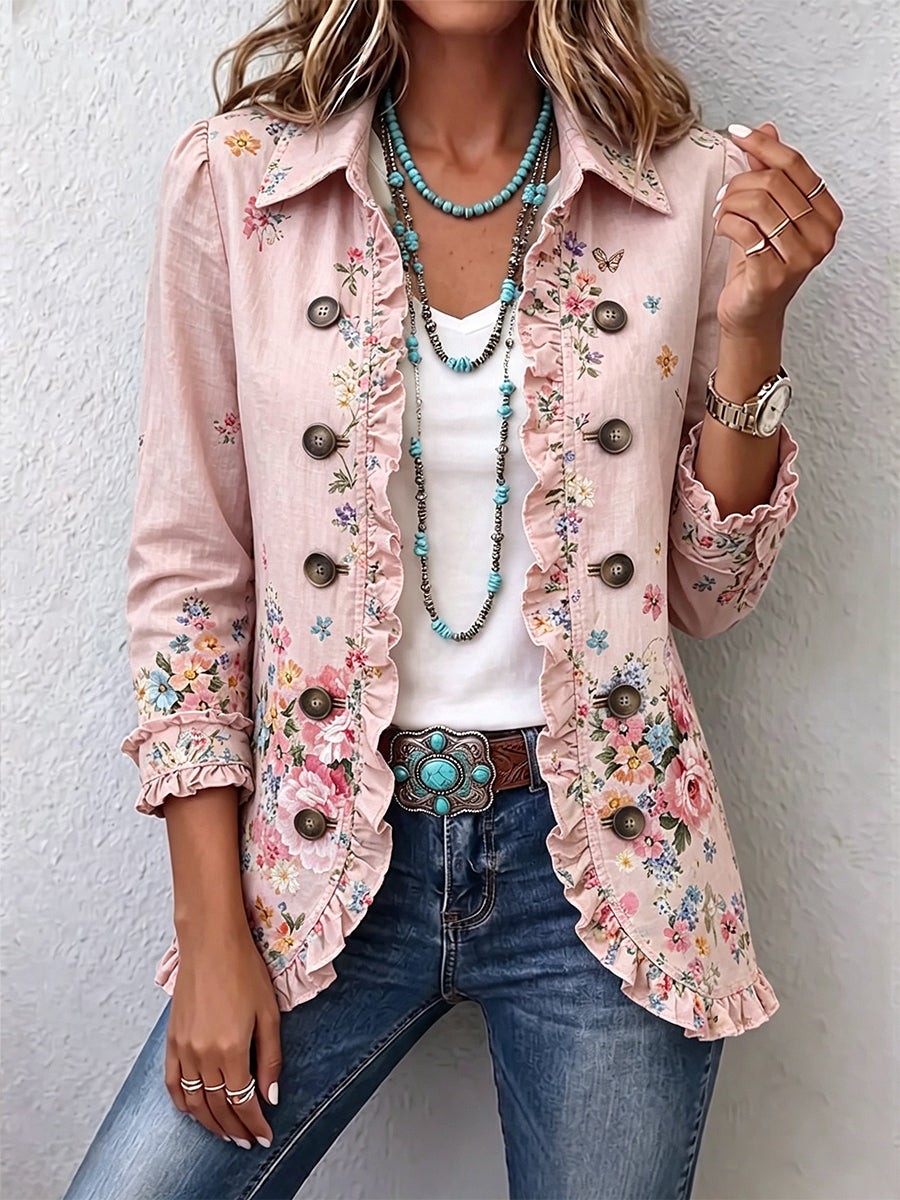 Chaqueta Martina | Floral con Volantes y Botones