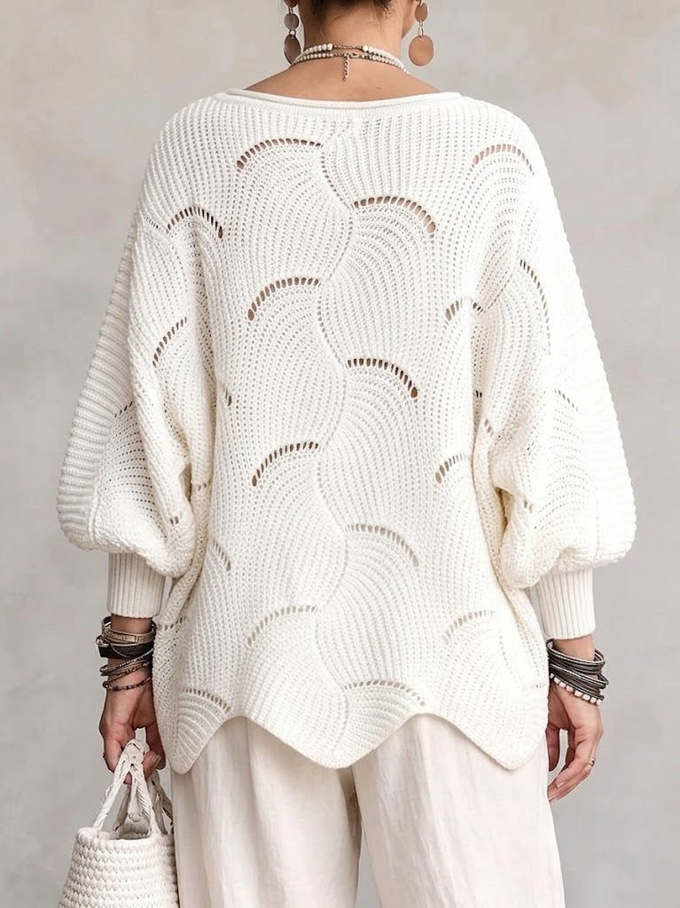 MAISON CHÉRIE | Suéter de punto calado para mujer con mangas murciélago
