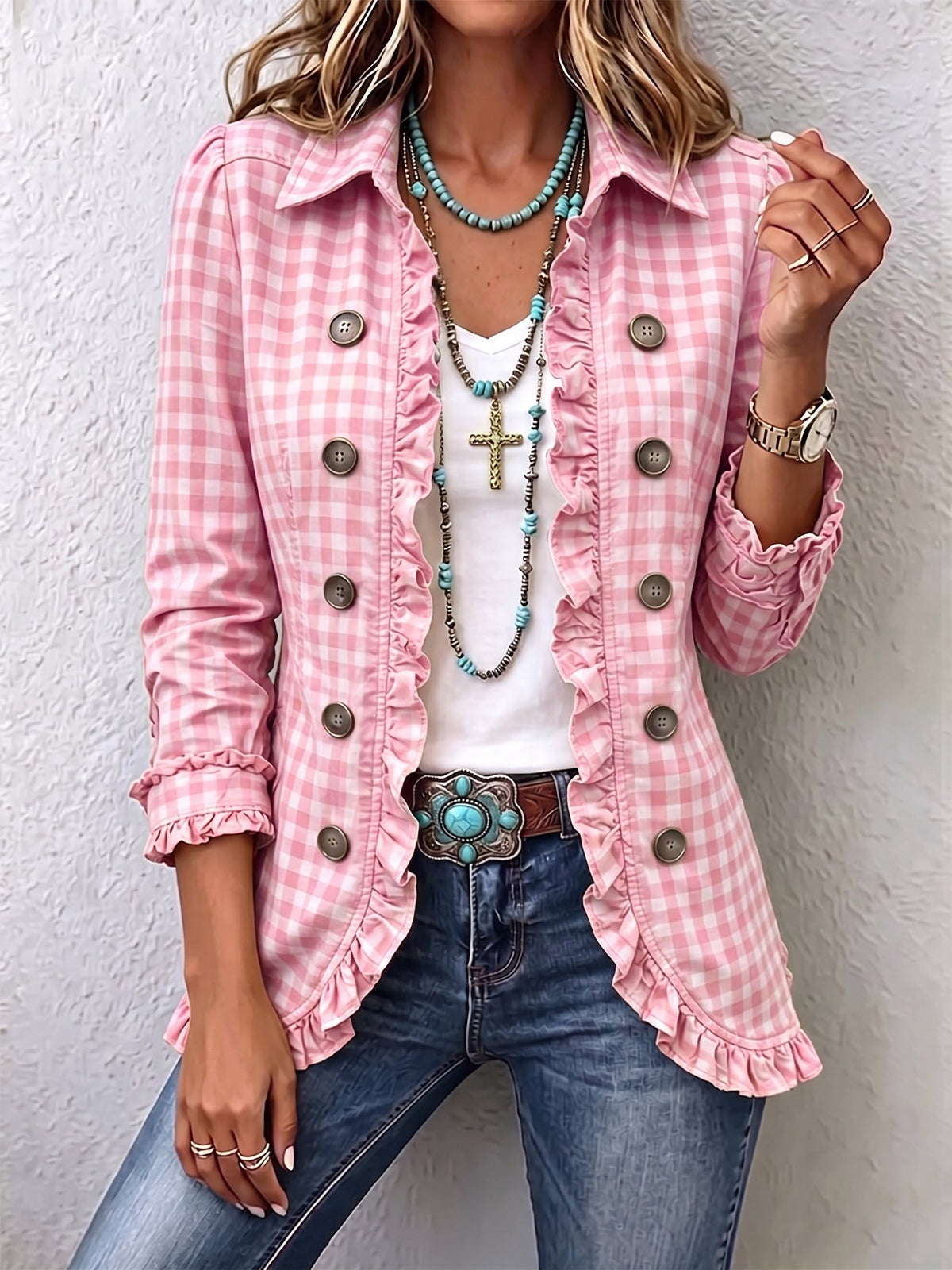 Chaqueta Julia | De Cuadros Vichy con Volantes y Botones