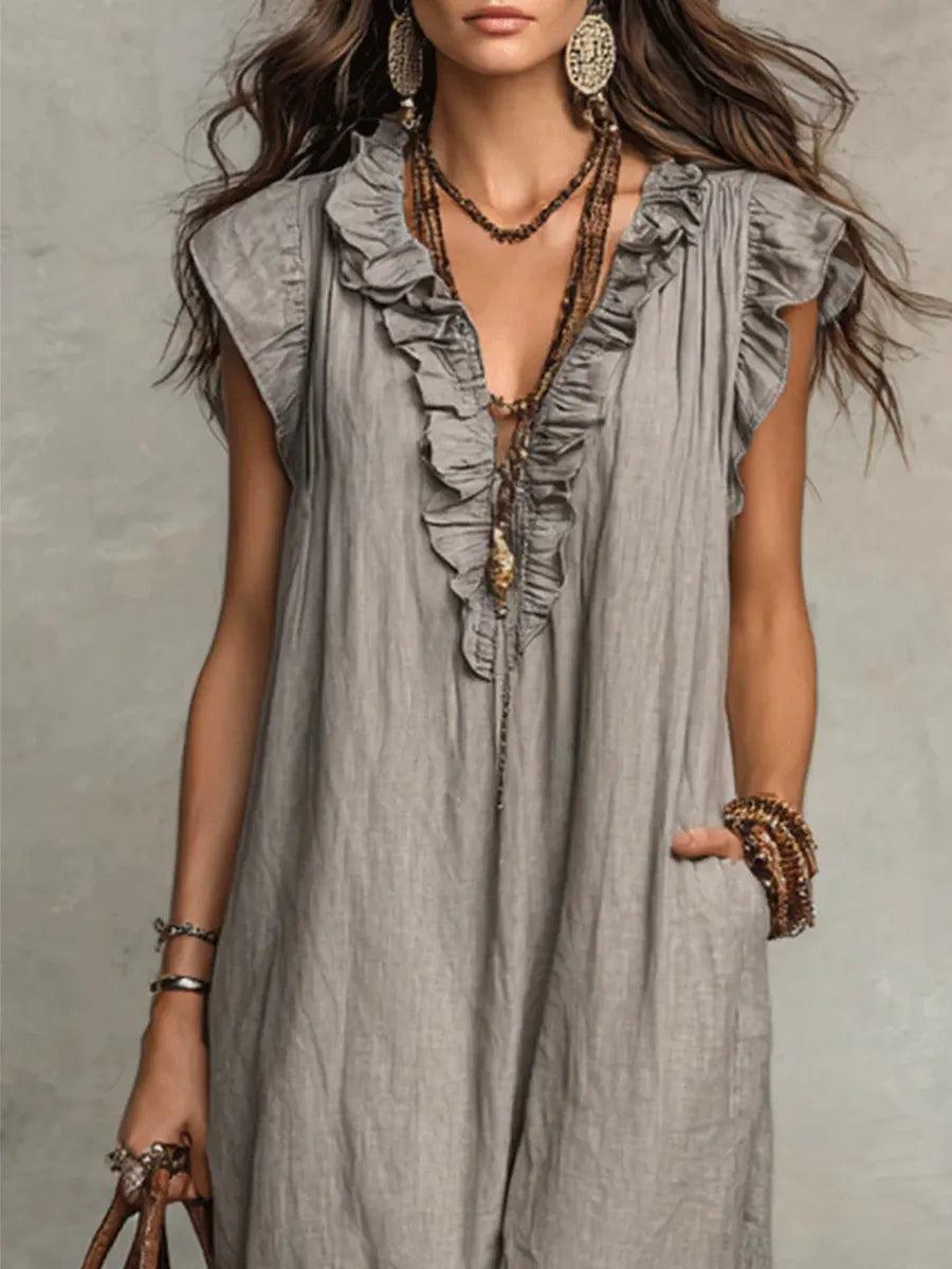 MAISON CHÉRIE | Vestido Largo Mujer Lino Algodón Bohemio – Estilo Natural y Elegante