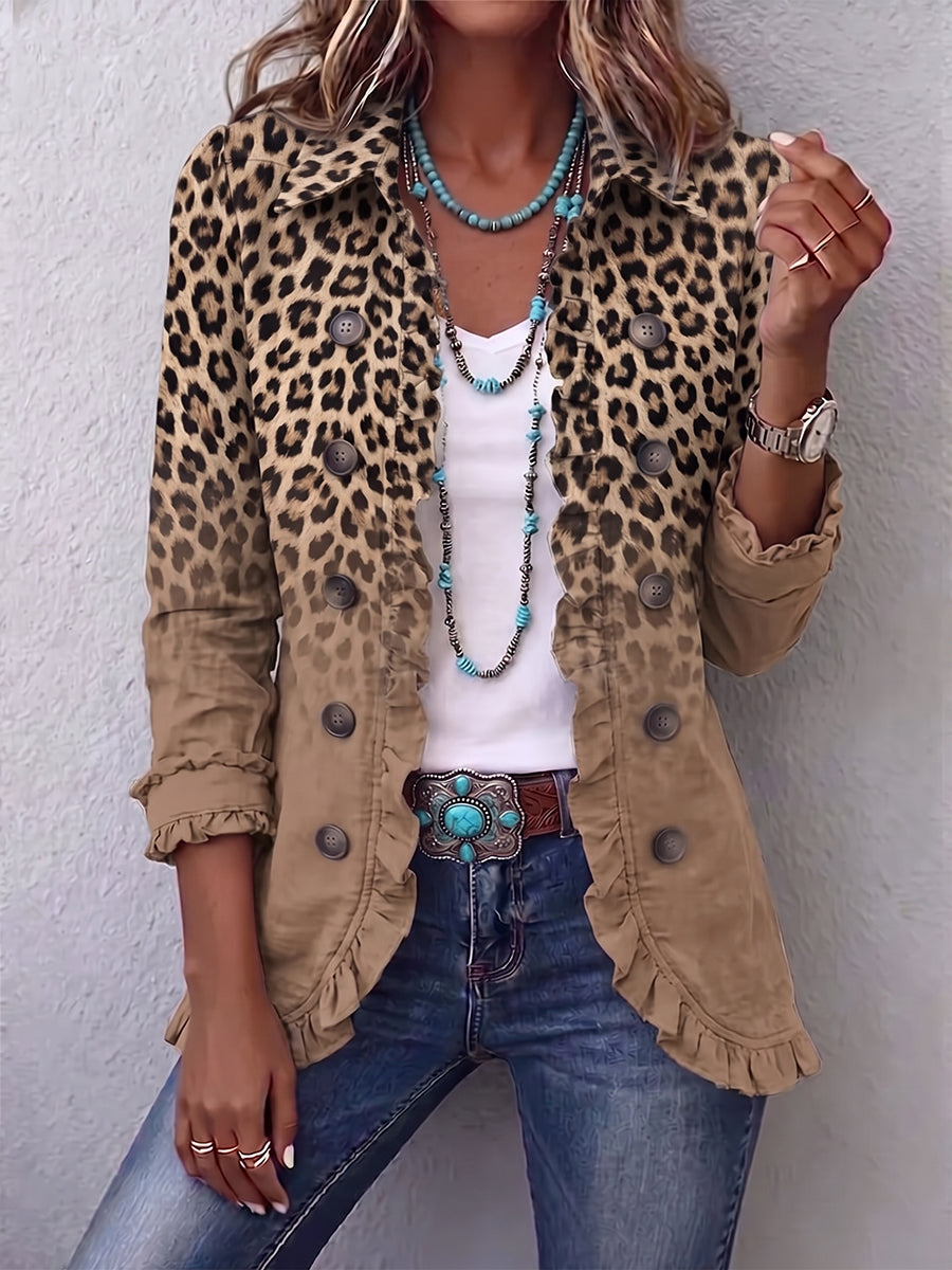 MAISON CHÉRIE | Chaqueta Leopardo Vintage Degradada con Volantes