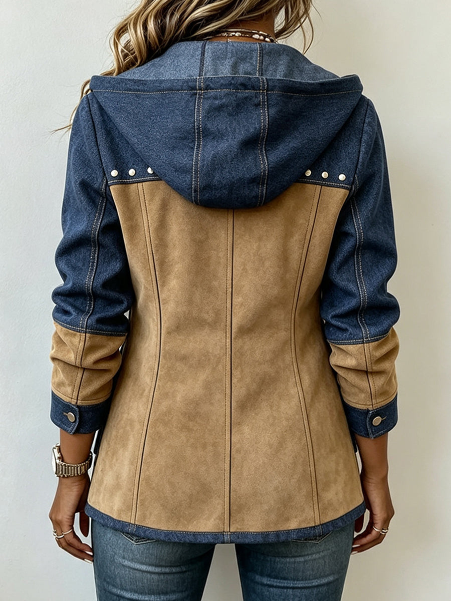 MAISON CHÉRIE | Chaqueta de mujer con capucha, cremallera y detalles de tachuelas