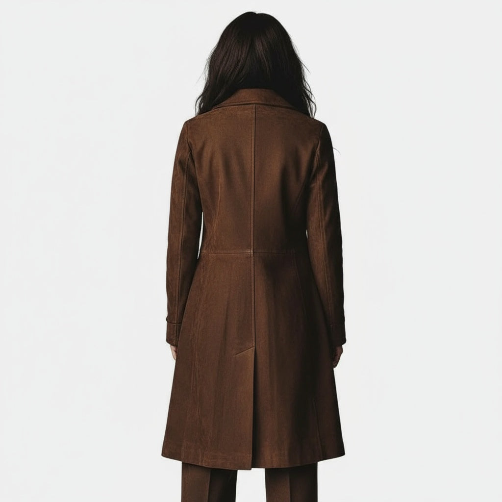 MAISON CHÉRIE | Abrigo largo mujer efecto ante – aun abrigo elegante con botones